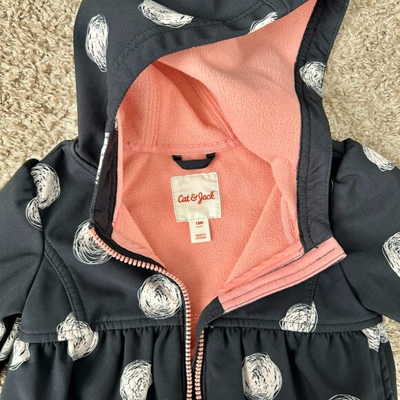 Girls' Cat & Jack Polka Dot Jacket I Size 18M I Black, White & Pink - Picture 6 of 6